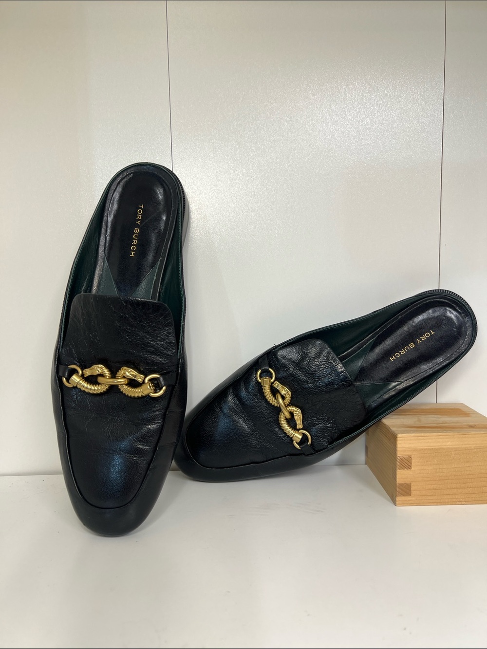 🔥 Tory Burch Leather Jessa Loafer Mules women size 9 EUC